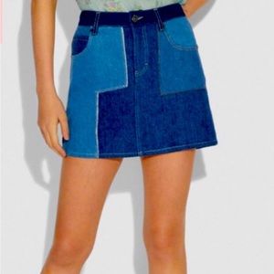 Coach NWT Denim Patchwork Mini Skirt